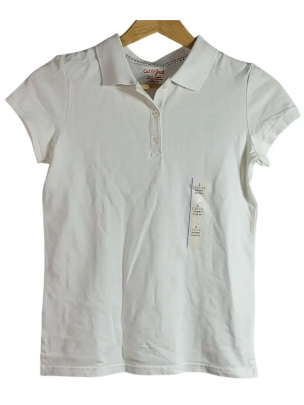 Cat & Jack School Uniform Girls Polo Top White Size 10 12 Large Short Sleeve NEW